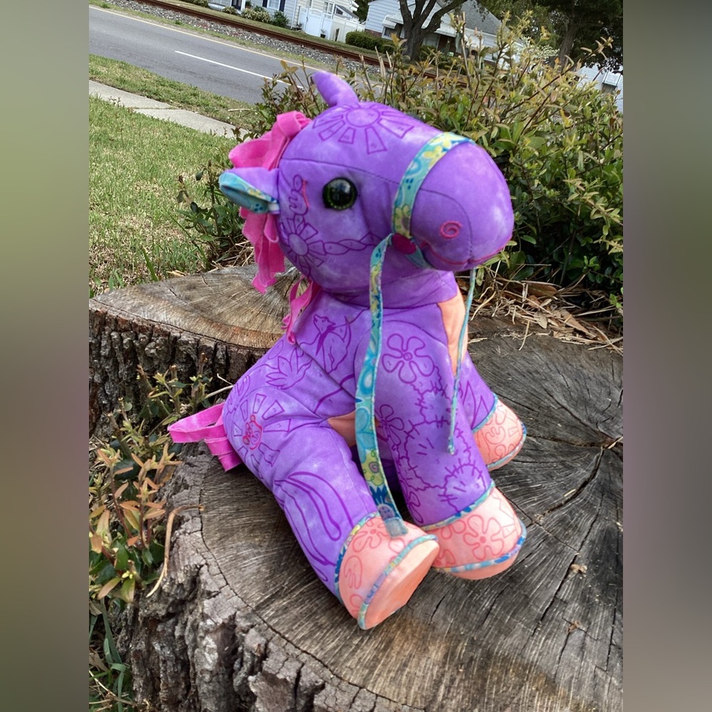 Vintage Used Doodle Pony Plush Stuffed Animal 12" Plush Purple Peach